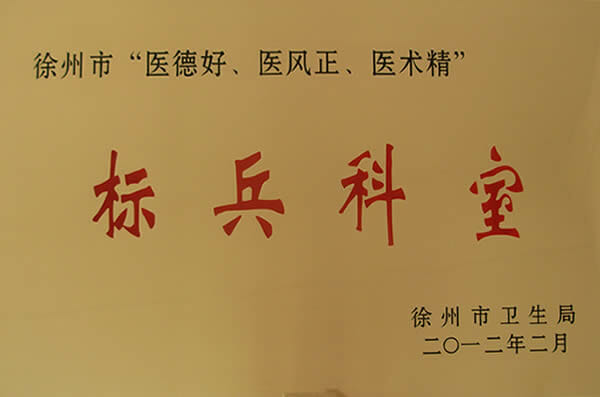 徐州市“醫(yī)德好、醫(yī)風(fēng)正、藝術(shù)精”標(biāo)兵科室